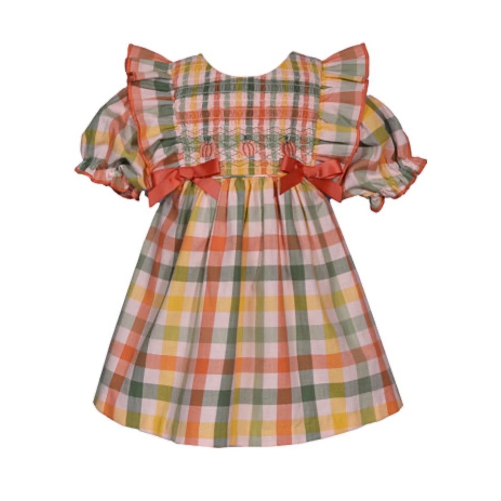 Iris & Ivy Toddler Girls 24M Plaid Smocked Pumpkin Dress Set B1-14522-PT